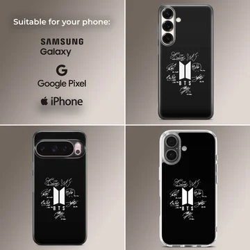BTS signature design on black background phone case — Collage