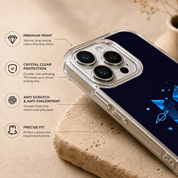 BTS-themed phone case with cosmic blue design — Info