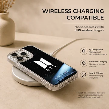 BTS stage performance artwork on phone case — Charging