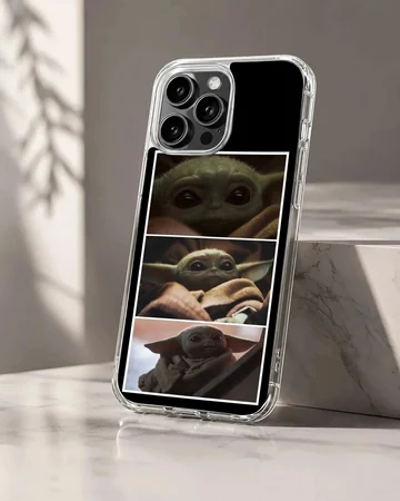 Playful Baby Yoda design on phone case