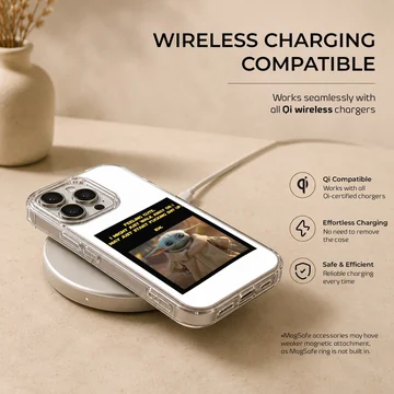 Baby Yoda with bold typography on phone case — Charging