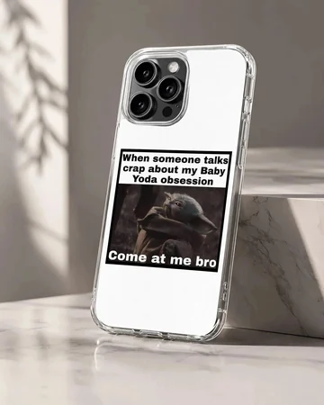 Playful Baby Yoda meme design on phone case