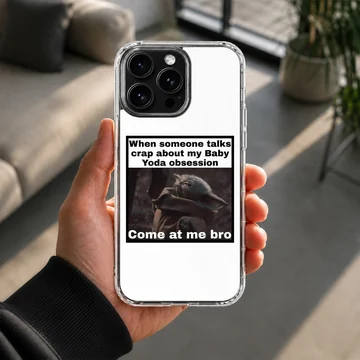 Playful Baby Yoda meme design on phone case — Lifestyle