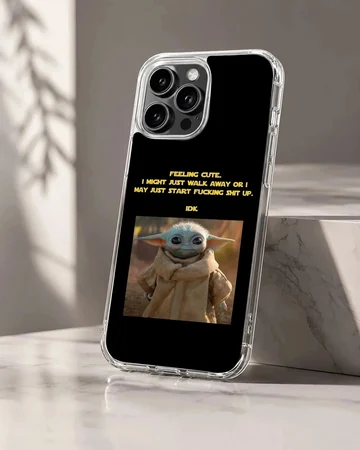 Baby Yoda with quote on black phone case