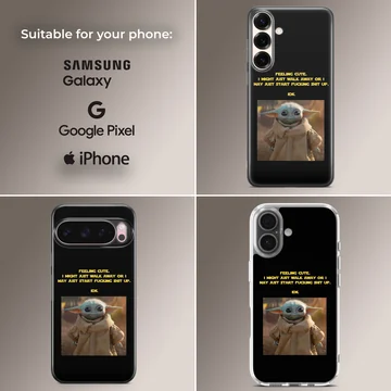 Baby Yoda with quote on black phone case — Collage