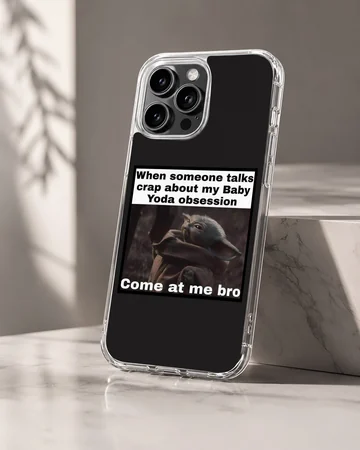 Baby Yoda design with bold typography on phone case — Hero
