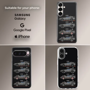 Back to the Future phone case with iconic cars illustration — Collage