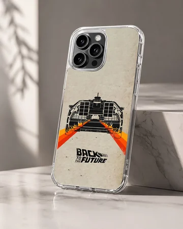 Back To The Future design phone case featuring iconic elements. — Hero
