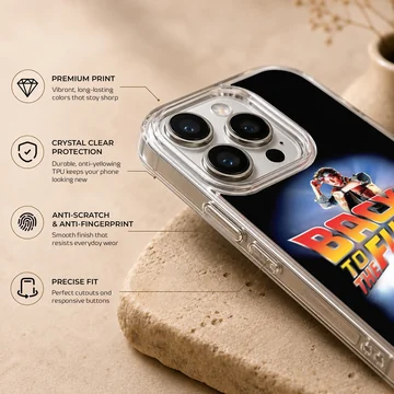 Back To The Future artwork with retro-futuristic theme phone case — Info