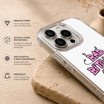 Bad Bitch phone case with edgy bold typography — Info