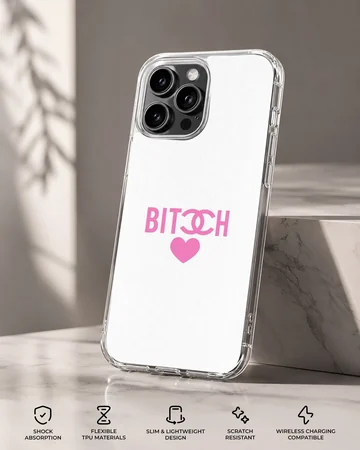 Edgy 'Bad Bitch' typography design phone case in black and white. — Specs