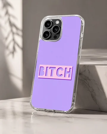 Bad Bitch typography design phone case in purple and white. — Hero