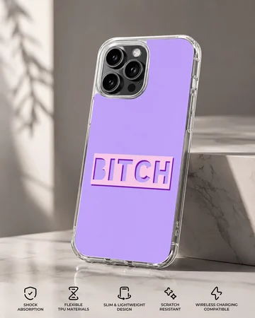 Bad Bitch typography design phone case in purple and white. — Specs