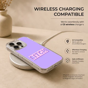 Bad Bitch typography design phone case in purple and white. — Charging