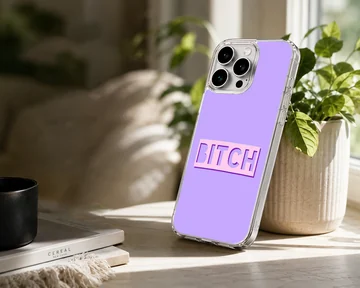 Bad Bitch typography design phone case in purple and white. — Lifestyle