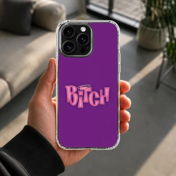Purple phone case with bold 'Bitch' typography design — Lifestyle
