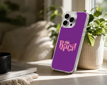 Purple phone case with bold 'Bitch' typography design — Lifestyle
