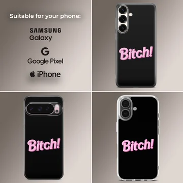 Bad Bitch bold typography on black background phone case — Collage