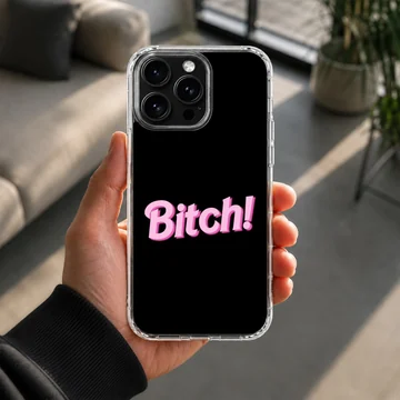 Bad Bitch bold typography on black background phone case — Lifestyle