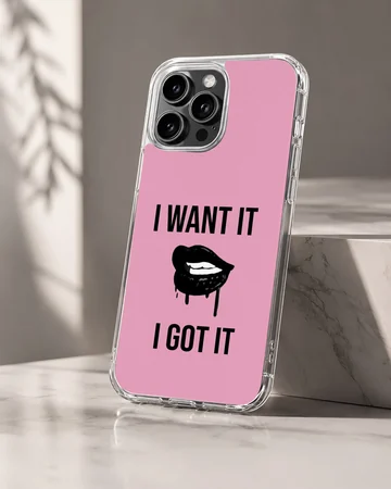 Bold typography with lips on a phone case — Hero