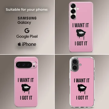 Bold typography with lips on a phone case — Collage