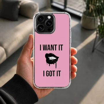 Bold typography with lips on a phone case — Lifestyle