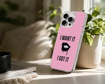 Bold typography with lips on a phone case — Lifestyle