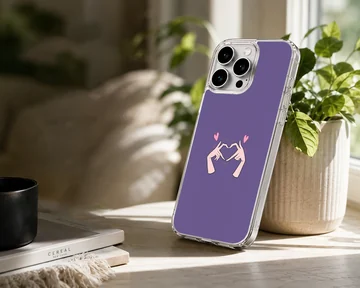 Bad Bitch phone case featuring heart hands design — Lifestyle