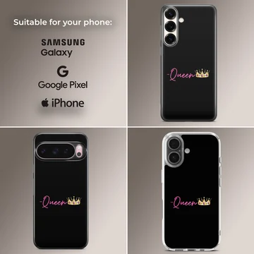 Bold 'Queen' text with crown design phone case — Collage