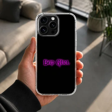 Bad Bitch bold typography phone case with black and purple design — Lifestyle