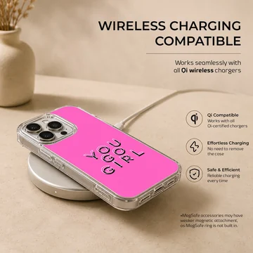 Bad Bitch phone case with bold typography on pink background — Charging