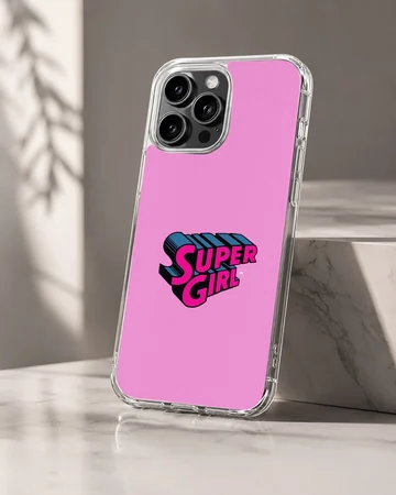 Phone case with 'Super Girl' design and bold typography — Hero