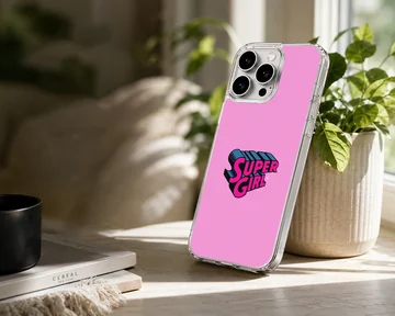 Phone case with 'Super Girl' design and bold typography — Lifestyle