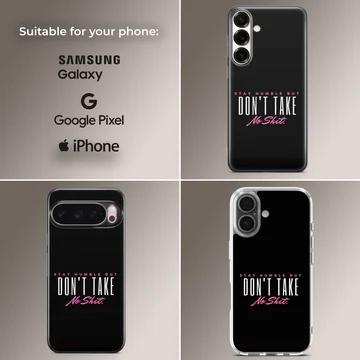 Bold typography design with empowering message on phone case — Collage