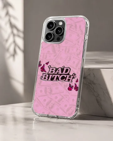 Edgy Bad Bitch design with bold typography on phone case — Hero