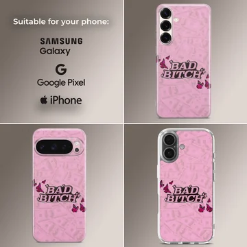 Edgy Bad Bitch design with bold typography on phone case — Collage