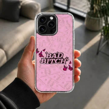 Edgy Bad Bitch design with bold typography on phone case — Lifestyle