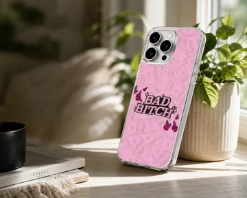 Edgy Bad Bitch design with bold typography on phone case — Lifestyle