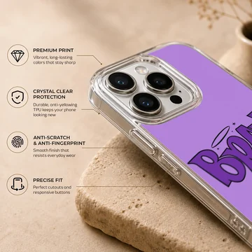 Bad Bitch typography in purple phone case — Info