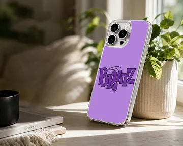 Bad Bitch typography in purple phone case — Lifestyle