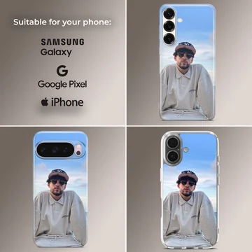 Photographic design of Bad Bunny on phone case — Collage