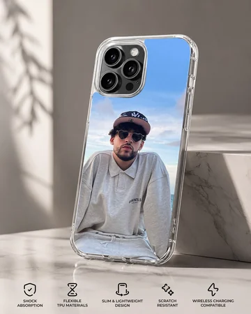 Photographic design of Bad Bunny on phone case — Specs