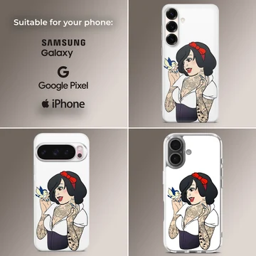 Bad Princess with tattoos and bird cartoon phone case — Collage