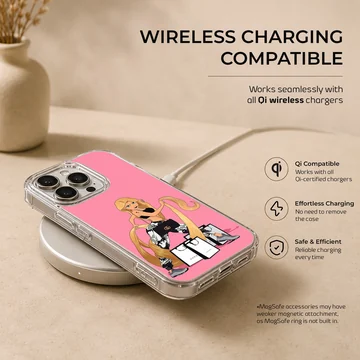 Cartoon artwork of a playful princess with shopping bags on a phone case — Charging