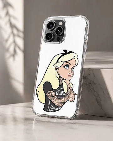 Edgy cartoon design of a bad princess on phone case — Hero