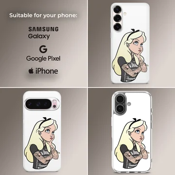 Edgy cartoon design of a bad princess on phone case — Collage