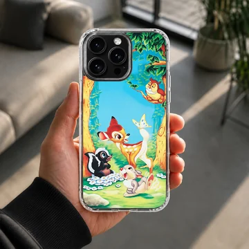 Bambi and friends in a colorful forest on phone case — Lifestyle