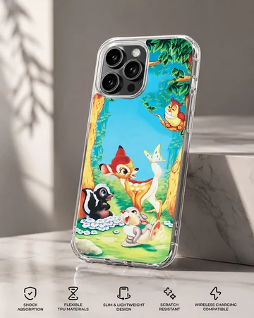 Bambi and friends in a colorful forest on phone case — Specs