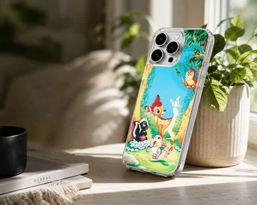 Bambi and friends in a colorful forest on phone case — Lifestyle