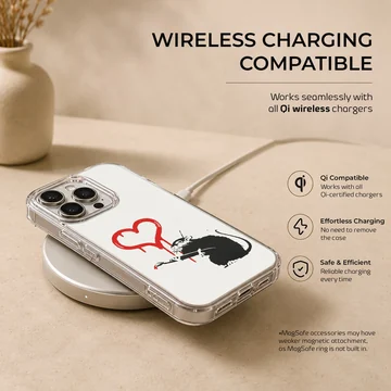 Bansky-inspired rat with dripping heart graffiti phone case — Charging